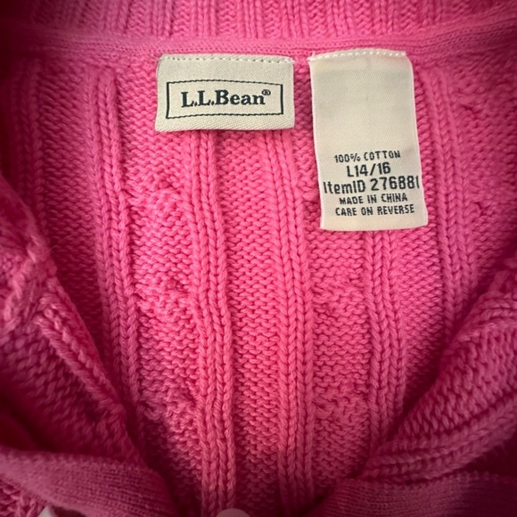 L.L. Bean Women’s 100% Cotton Pink Cable Knit Full Zip Cardigan Sweater ~ Size L - Picture 4 of 7